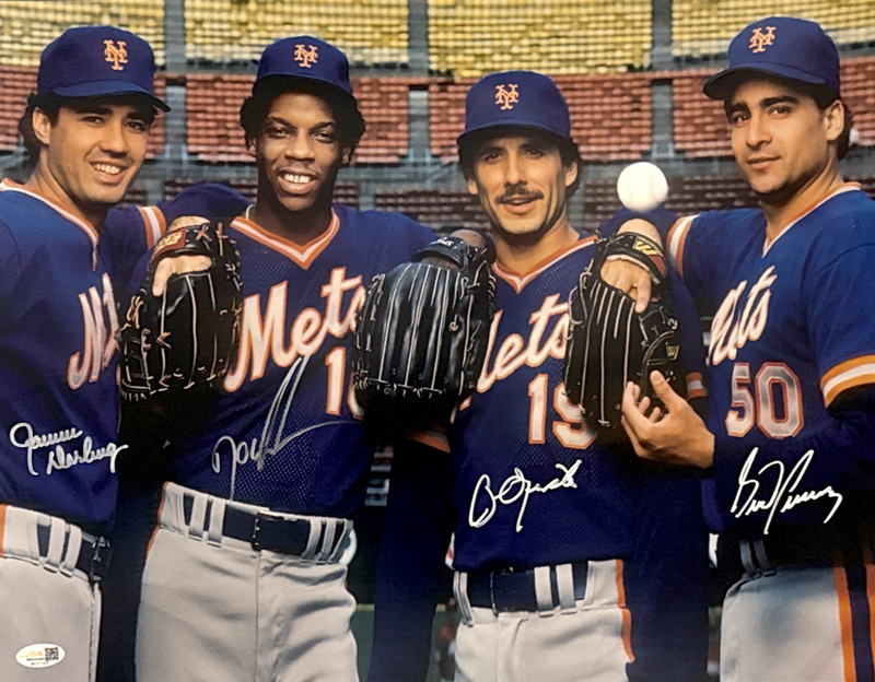 Gooden Darling Ojeda Fernandez Mets Starting Four Signed 16x20 Photo JSA W COA A