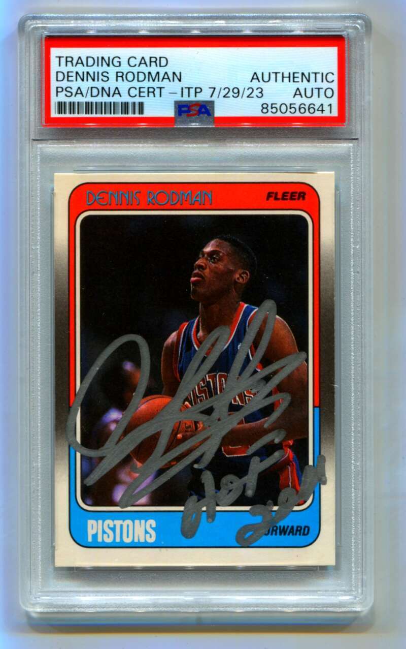 Dennis Rodman 1988-89 Fleer 43 Rookie RC HOF 2011 Insc Signed PSA Authentic Auto