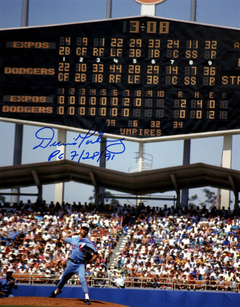Dennis Martinez Signed Montreal Expos 8x10 Photo w/ PG 7/28/91 Insc. LSCM COA
