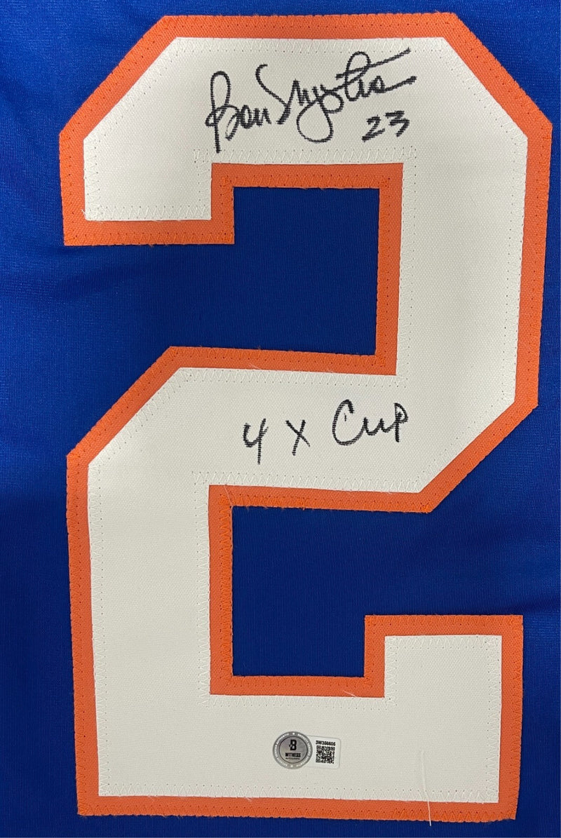 Bobby Nystrom Signed New York Islanders Custom Jersey w 4x Cup Beckett W BAS COA