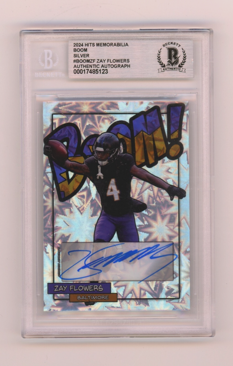 Zay Flowers 2024 Hits Memorabilia BOOM Silver Signed BGS BAS Auto Ravens
