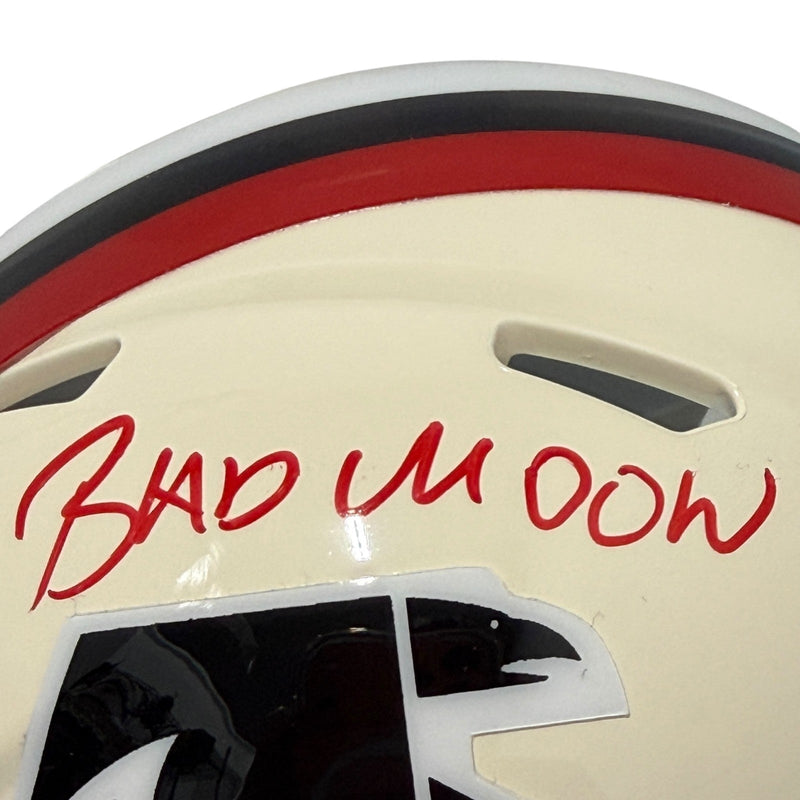 Andre Rison Signed Falcons Retro Mini Helmet w/ Bad Moon JSA Witness COA