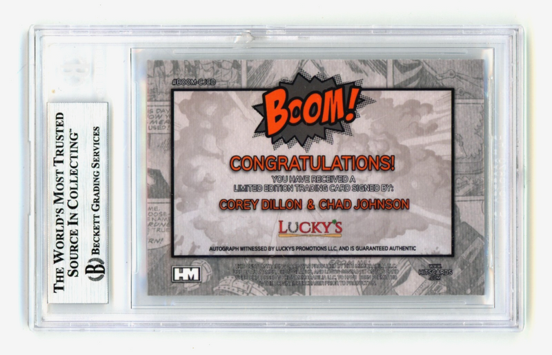 Corey Dillon Chad Johnson 2024 Hits Memorabilia BOOM Silver Signed BGS BAS Auto