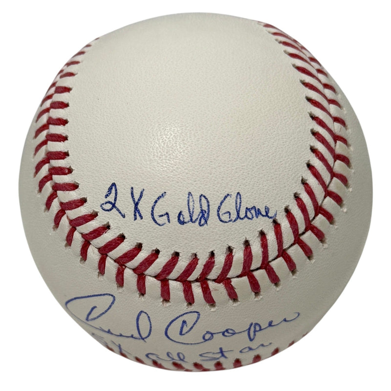 Cecil Cooper Signed Autographed ROMLB Baseball w/ 3x Stat Insc JSA Wit COA