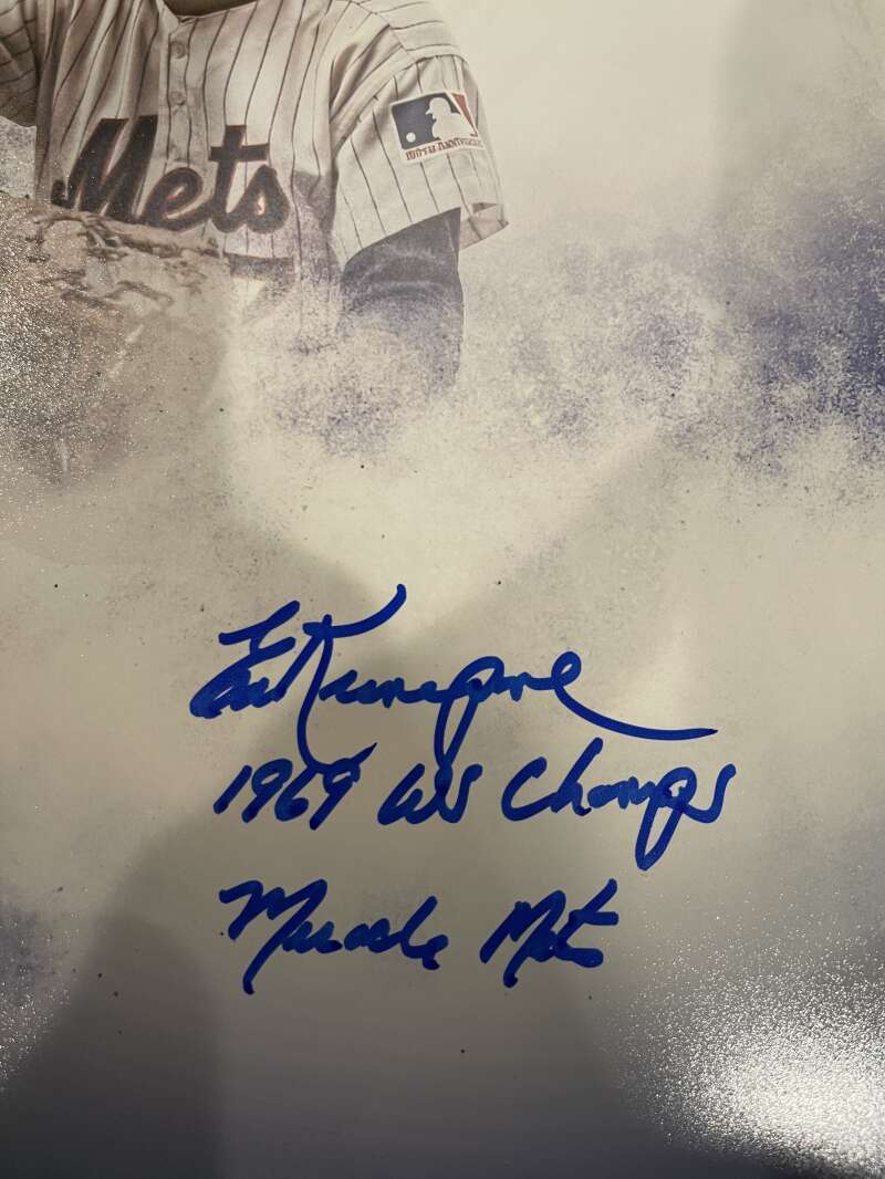 Ed Kranepool Signed New York Mets 11x14 Photo w/ 1969 WS Champs LSCM COA