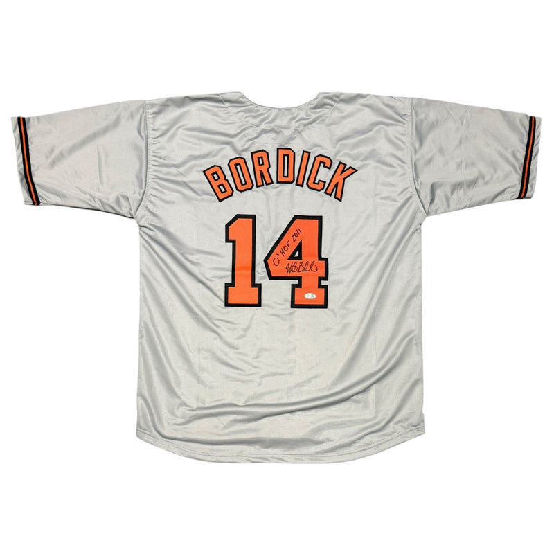 Mike Bordick Signed Orioles Custom Jersey w/ O's HOF 2011 JSA Witness COA