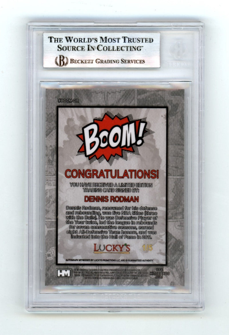 Dennis Rodman 2024 Hits Memorabilia BOOM Red #/5 Signed BGS BAS Auto Bulls