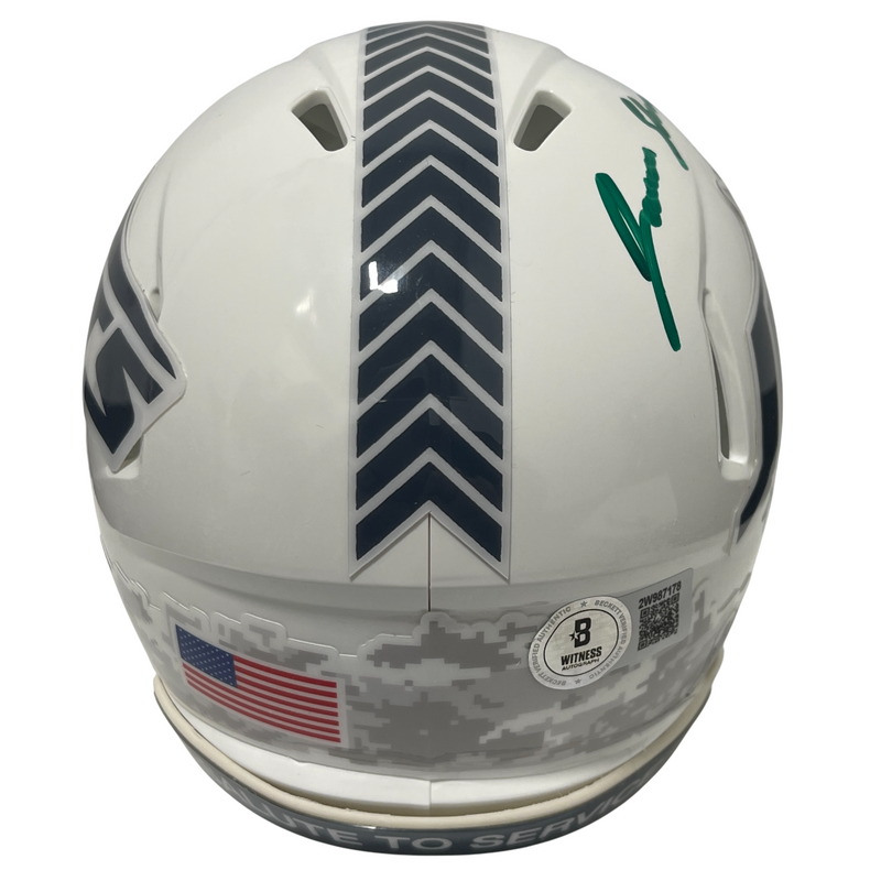 Jamien Sherwood Signed Jets Salute 24 Mini Helmet Take Flight Beckett W BAS COA