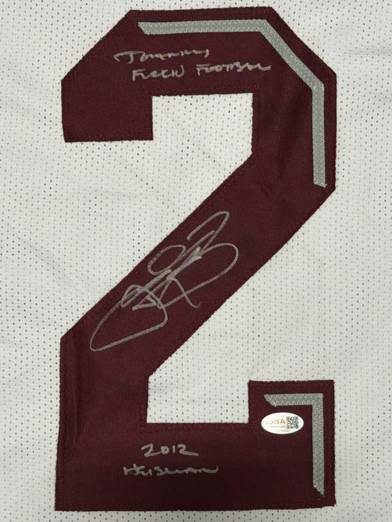 Johnny Manziel Signed Texas A&M Custom Jersey w/ Heisman + F**kin Insc JSA W COA