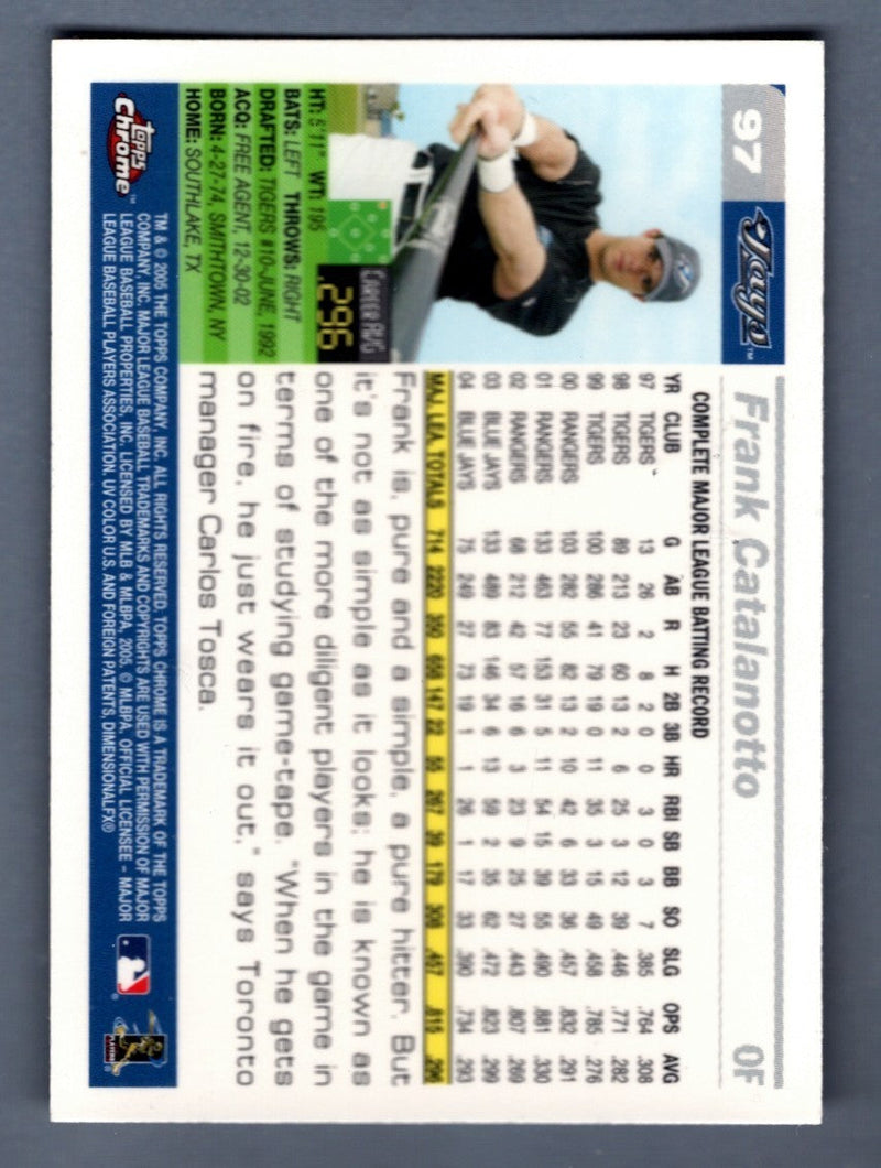 Frank Catalanotto Signed 2005 Topps Chrome #97  LSCM COA Toronto Blue Jays