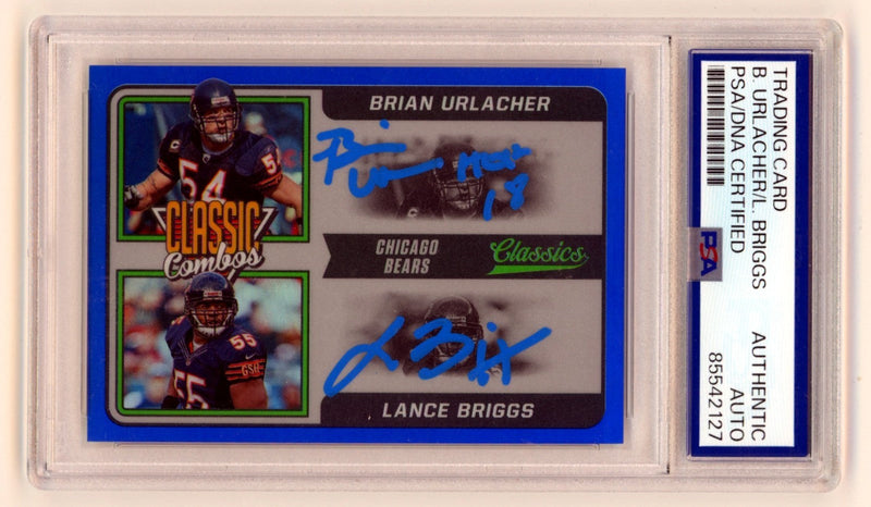 Brian Urlacher Lance Briggs 2021 Panini Classic Combos Blue #/5 Signed PSA Auto