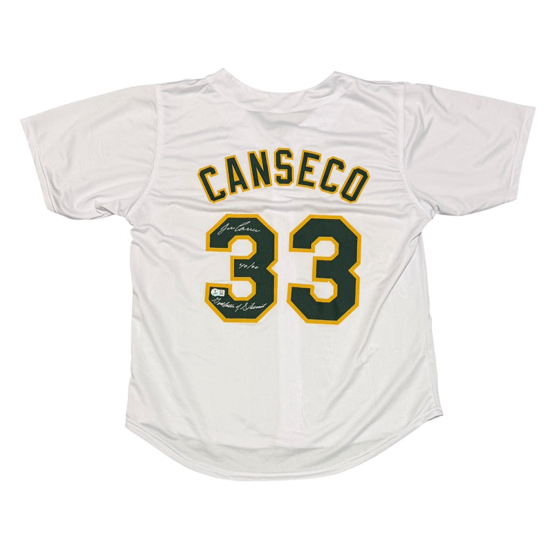 Jose Canseco Signed Athletics Custom Jersey w/ 40/40 + Steroids Beckett Wit COA