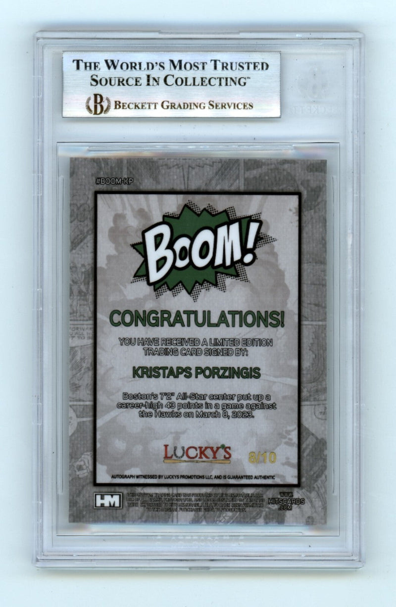 Kristaps Porzingis 2024 Hits Memorabilia BOOM Gold JSY #8/10 Signed BGS BAS Auto