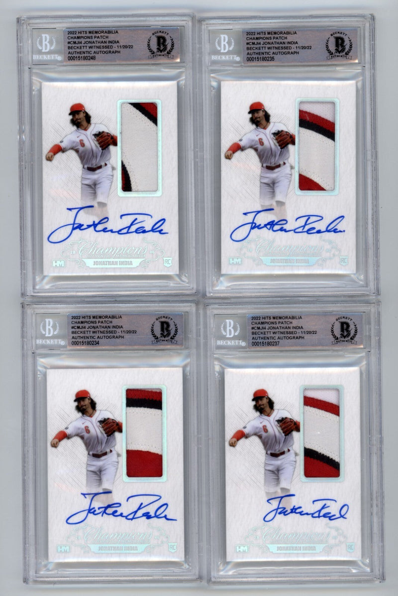 Jonathan India 2021 Hits Memorabilia Champions Silver Patch Auto RC #/10 BGS BAS