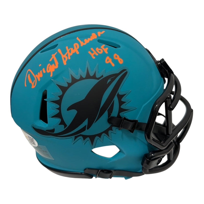 Dwight Stephenson Signed Dolphins Rave Mini Helmet w/ HOF 98 JSA Witness COA
