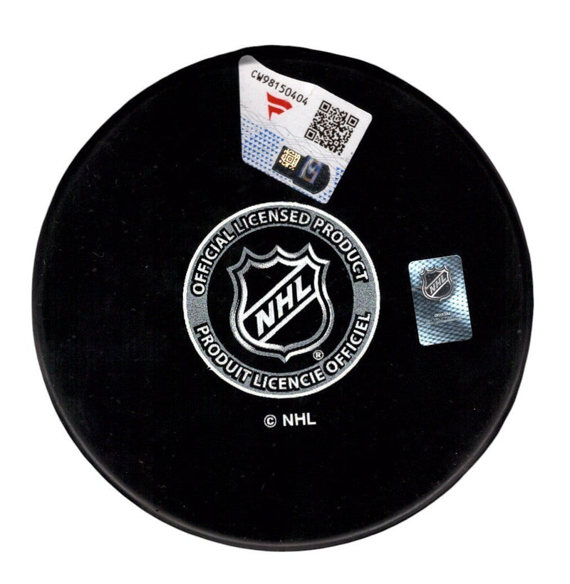 Jack Hughes Signed New Jersey Devils Logo Puck w/ Raise Hell Insc. Fanatics COA
