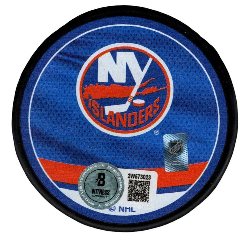 Billy Smith Signed Islanders Reverse Retro Puck w/ HOF 93 Beckett W BAS COA