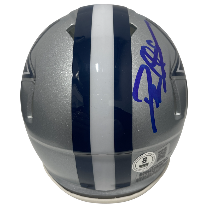 Deion Sanders Signed Dallas Cowboys Speed Mini Helmet Beckett Witness BAS COA