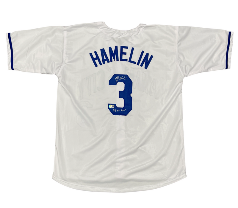 Bob Hamelin Signed KC Royals Custom Jersey w/ 94 AL ROY Beckett Witness BAS COA