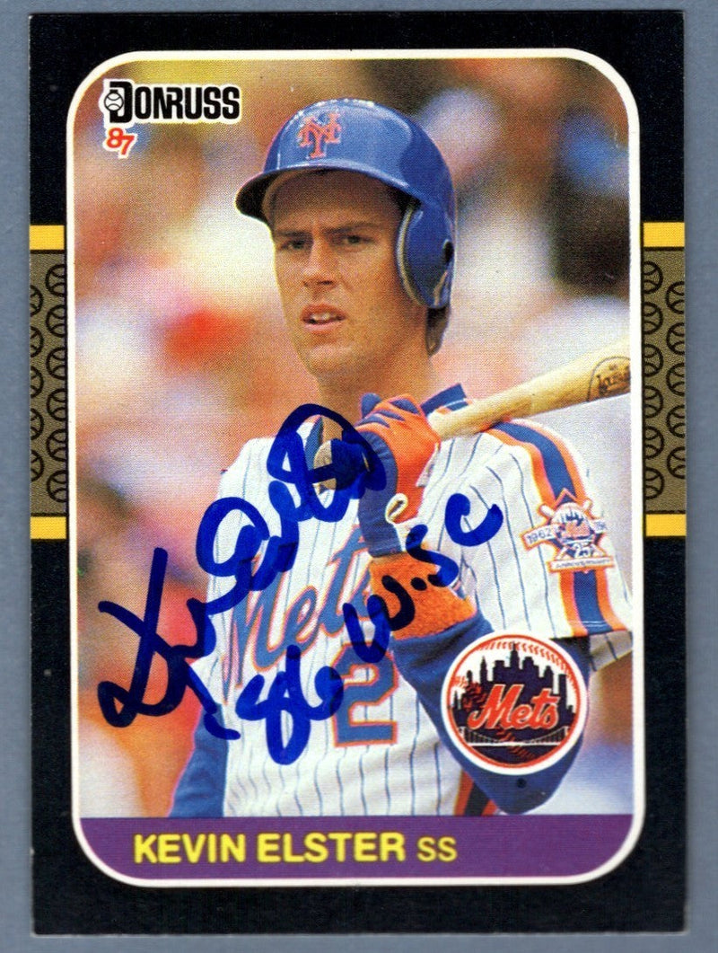 Kevin Elster Signed 1987 Donruss #635 Rookie RC w/ 86 WSC LSCM COA New York Mets