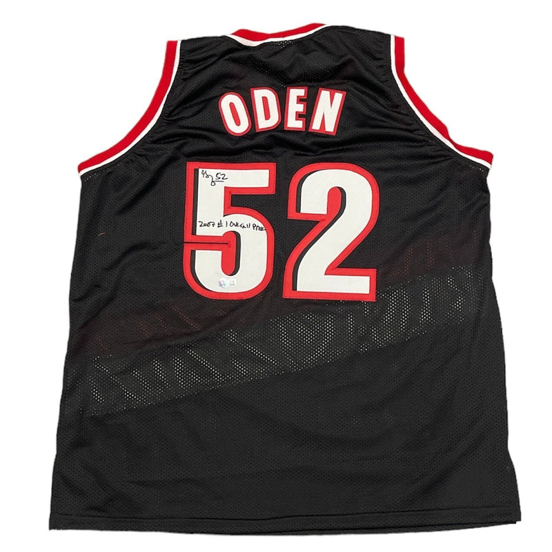 Greg Oden Signed Portland Custom Jersey w/ #1 Pick Beckett Witness BAS COA