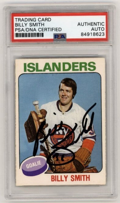 Billy Smith 1975-76 O-Pee-Chee OPC #372 Signed PSA Authentic Auto Islanders HOF