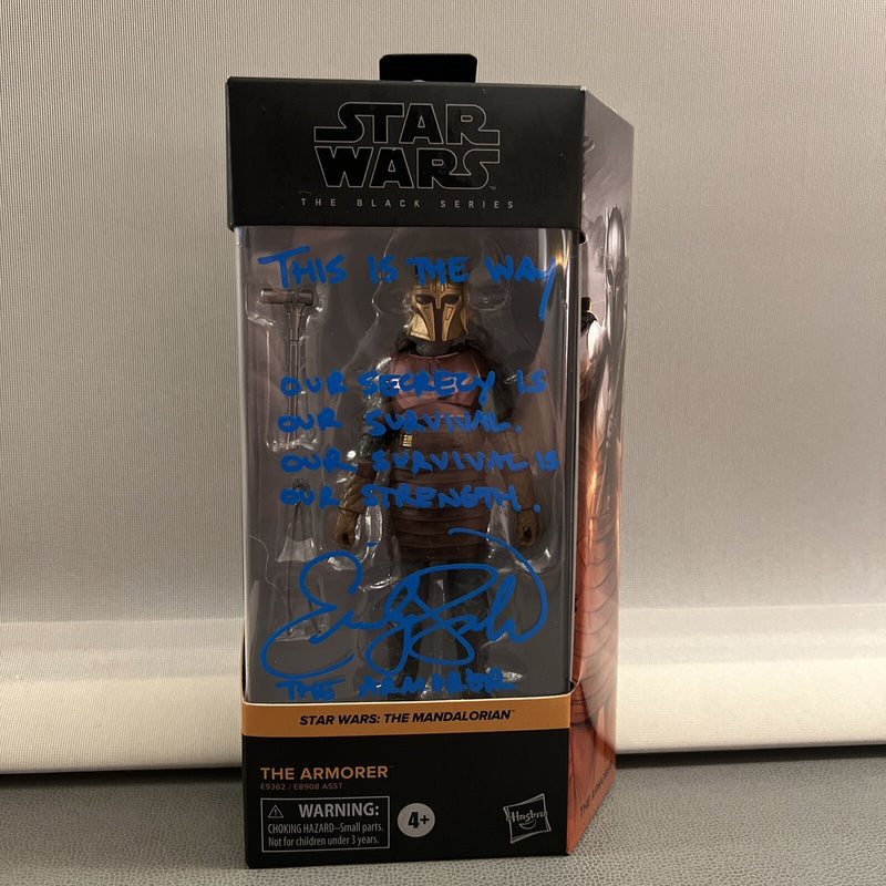 Emily Swallow Signed Auto The Armorer Star Wars Black Series Figure Insc JSA COA