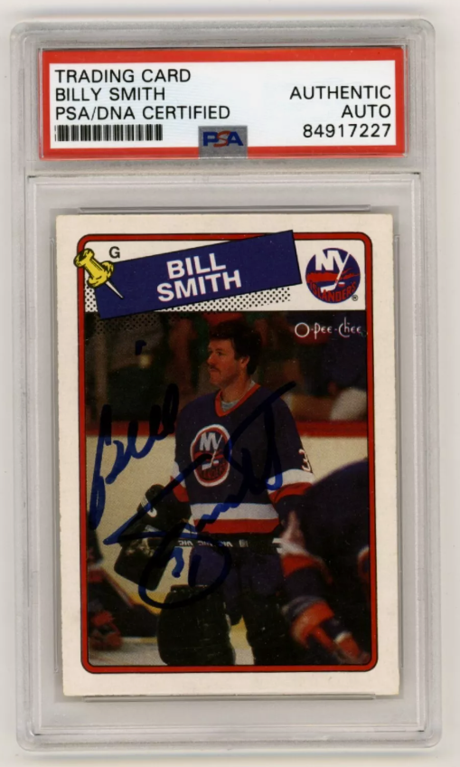 Billy Smith 1988-89 O-Pee-Chee OPC #17 Signed PSA Authentic Auto Blue Islanders