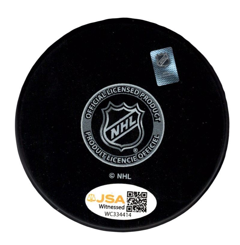 Dawson Mercer Signed Autographed New Jersey Devils Logo Puck JSA Witness COA