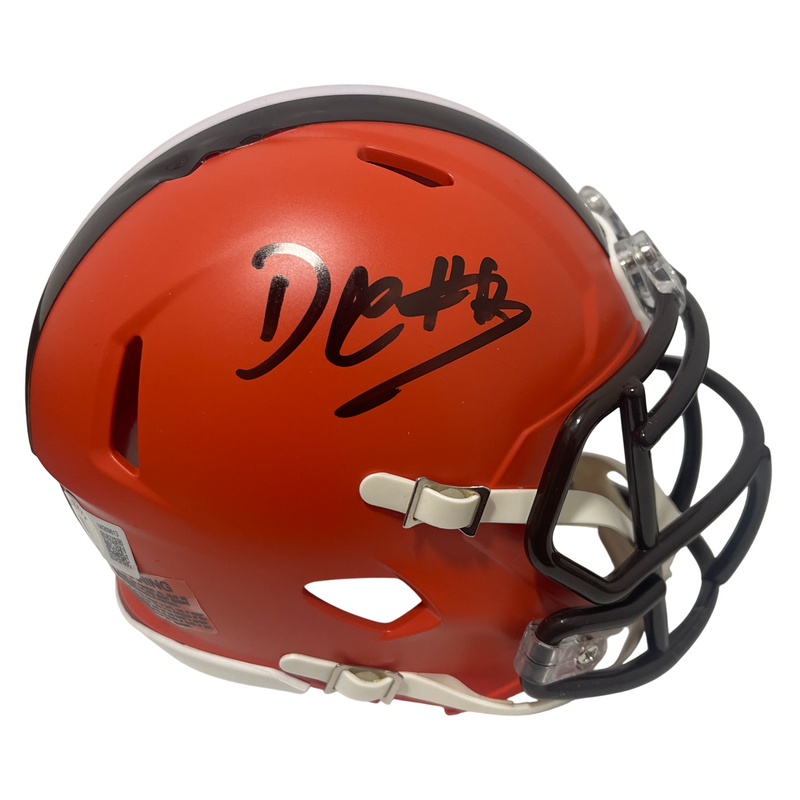 David Njoku Signed Cleveland Browns Speed Mini Helmet Beckett Witness BAS COA