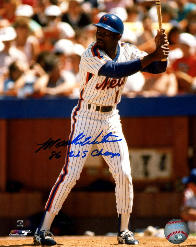 Mookie Wilson Signed Autographed Mets 8x10 Photo File w/86 WS Champ LSCM COA #7