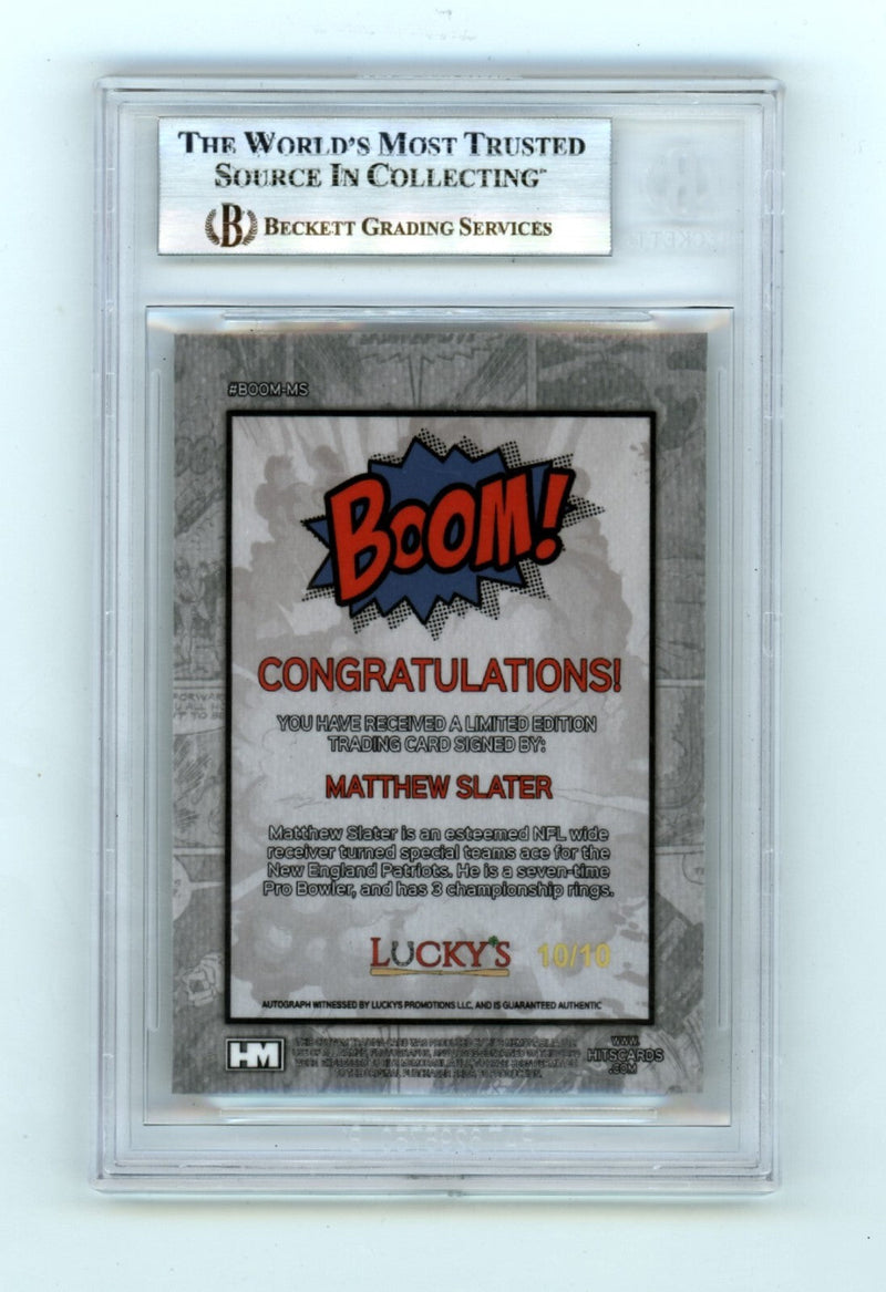 Matthew Slater 2024 Hits Memorabilia BOOM Gold #/10 Signed BGS BAS Auto Patriots