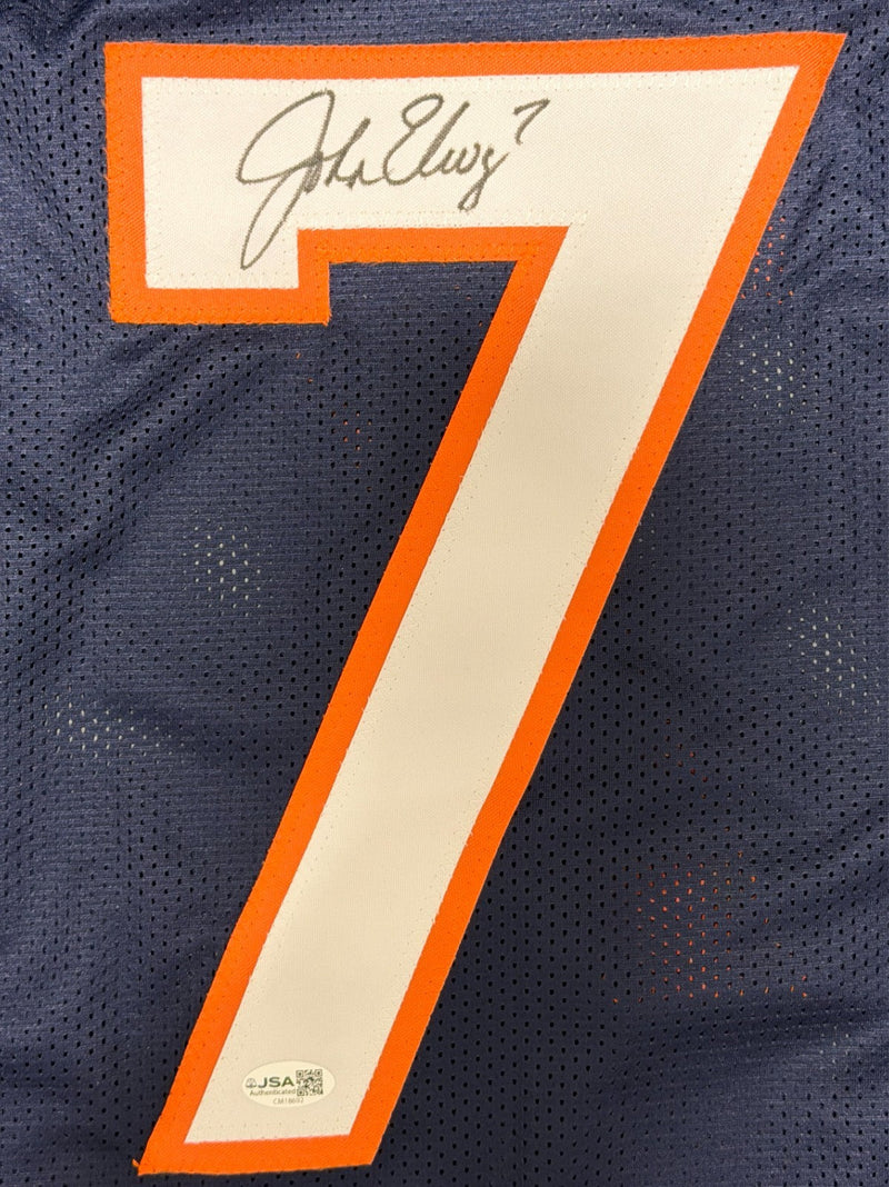 John Elway Signed Autographed Denver Broncos Custom Navy Jersey JSA COA