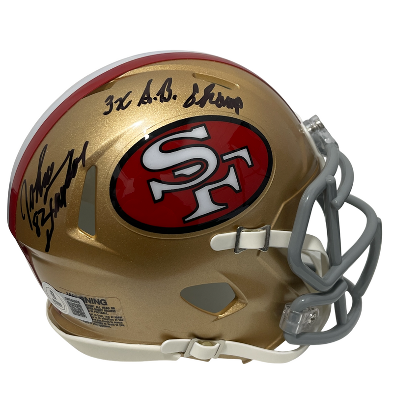 John Taylor Signed 49ers TB Mini Helmet w/ 3x SB Champs Beckett Witness BAS COA