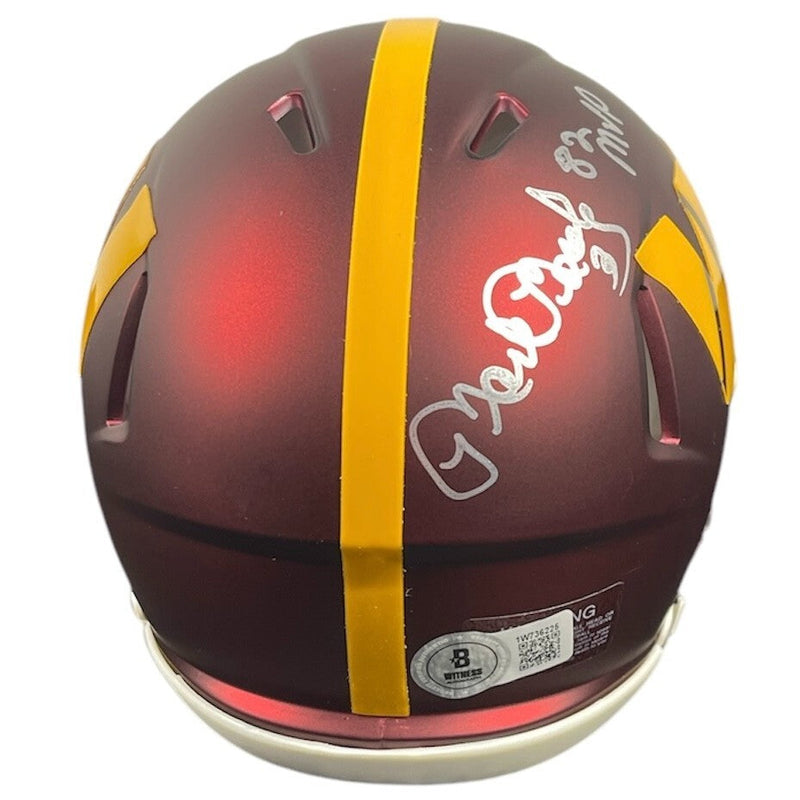 Mark Moseley Signed Washington Mini Helmet w/ 82 MVP Beckett Wit BAS COA