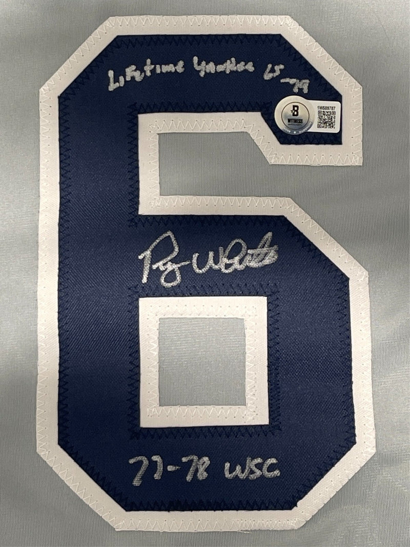 Roy White Signed Yankees Custom Jersey Lifetime Yankee & 77-78 WSC Beckett COA