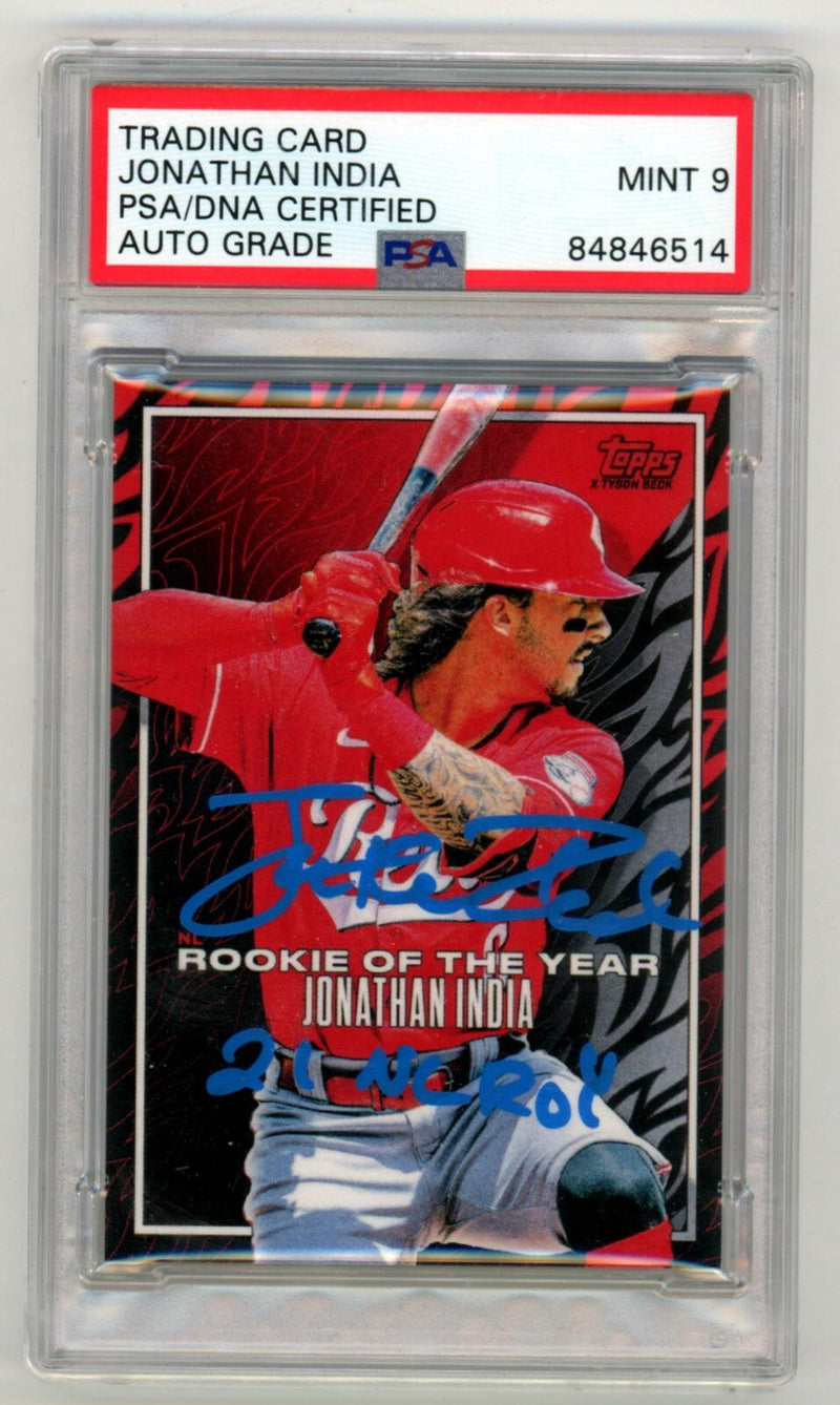 Jonathan India 2022 Topps Project 70 #922 w/ 21 NL ROY Signed PSA 9 Auto Royals