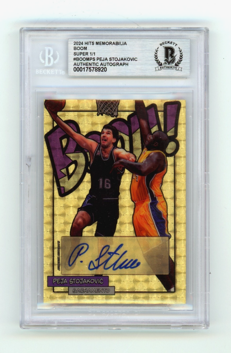 Peja Stojakovic 2024 Hits Memorabilia BOOM Super 1/1 Signed BGS BAS Auto Kings