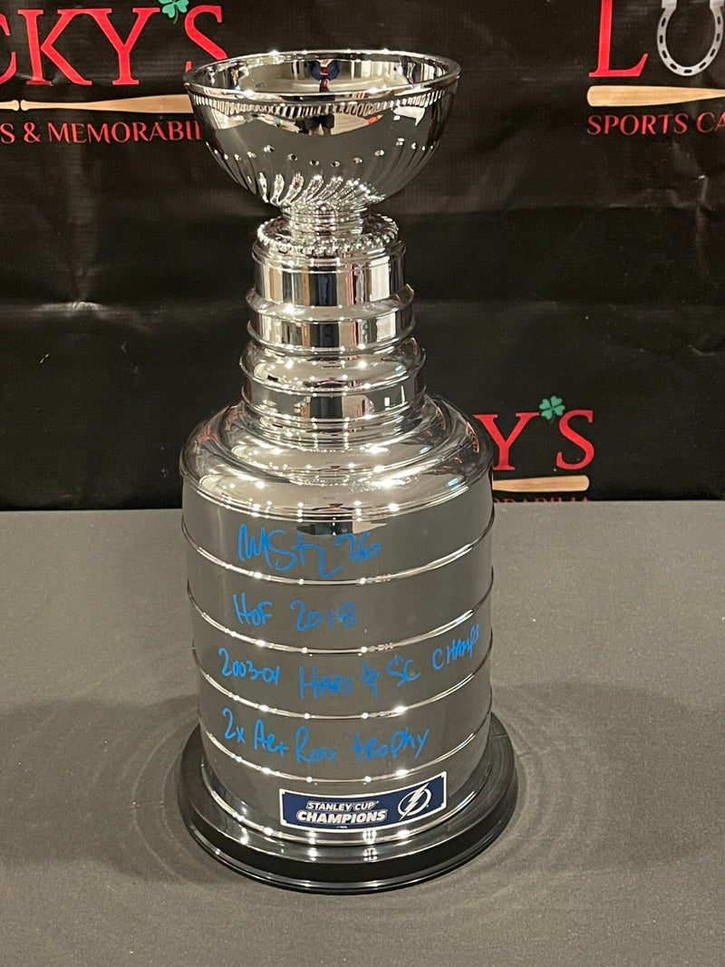 Martin St. Louis Signed Auto 14" Mini Stanley Cup 3x Insc. PSA ITP COA Lightning