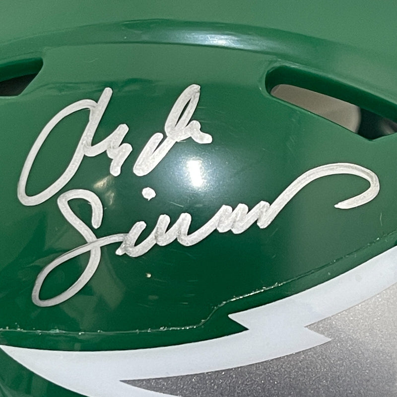 Clyde Simmons Signed Eagles TB 74-95 Mini Helmet Beckett Witness BAS COA