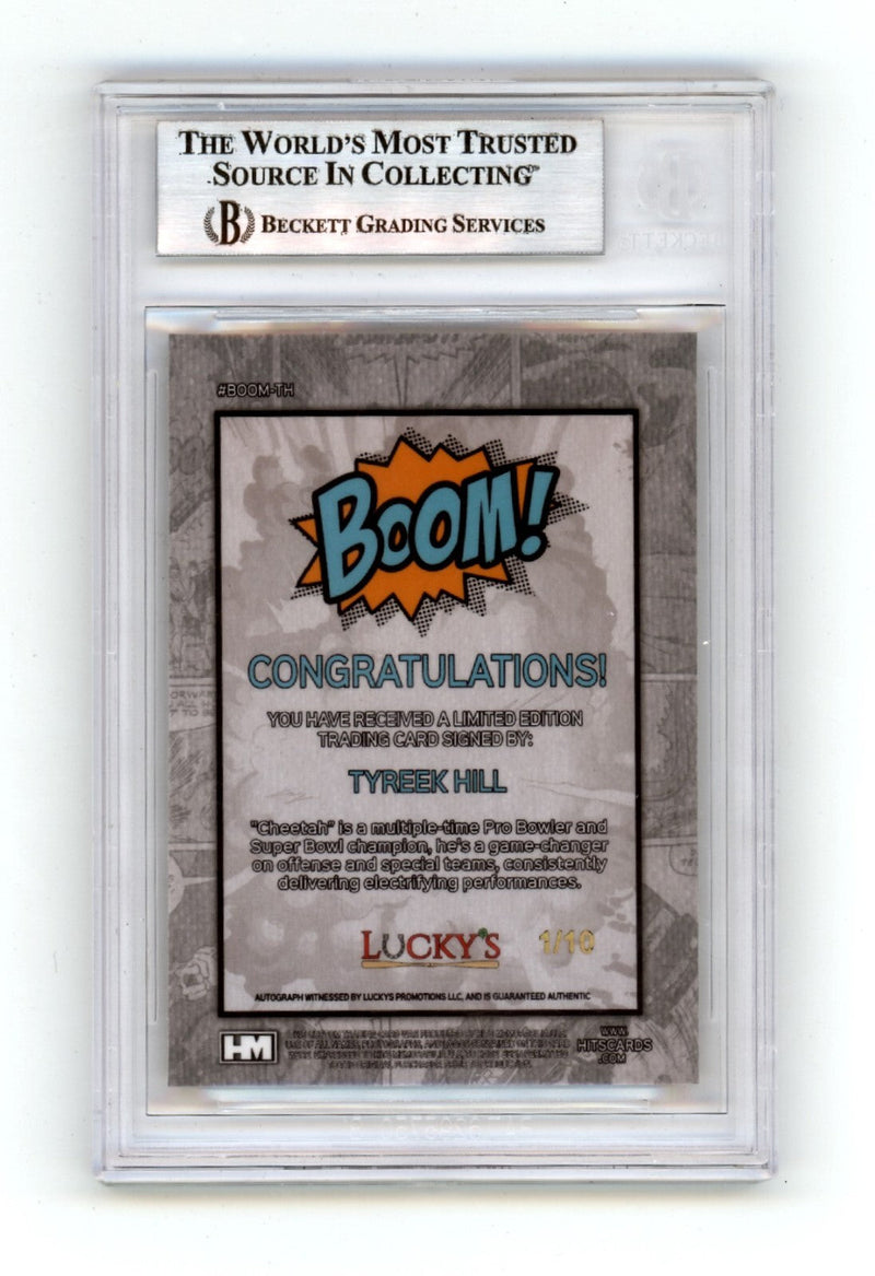 Tyreek Hill 2024 Hits Memorabilia BOOM Gold #/10 Signed BGS BAS Auto Dolphins