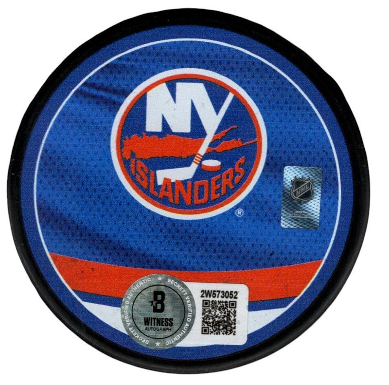Billy Smith Signed Islanders Reverse Retro Puck Beckett Witness BAS COA