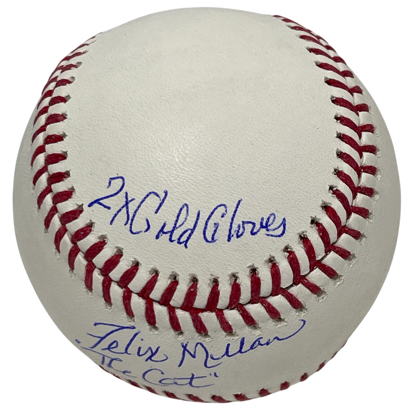 Felix Millan Signed Autographed ROMLB Baseball w/ 3x Ins Beckett Witness BAS COA