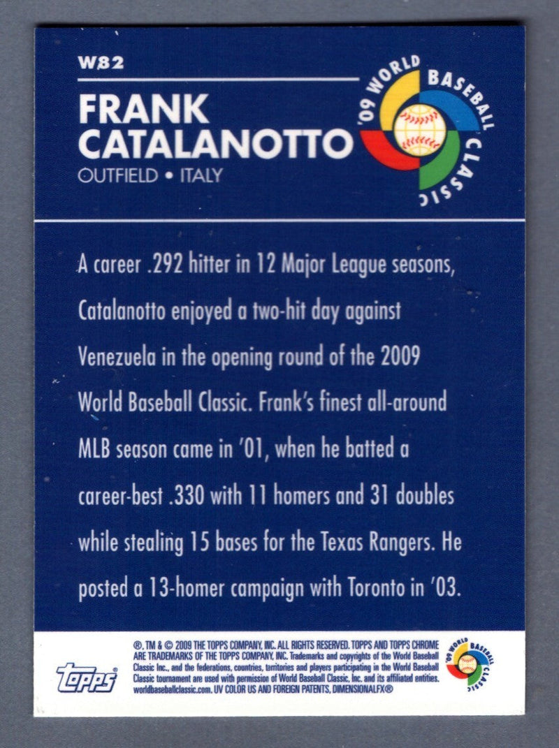 Frank Catalanotto Signed 2009 Topps Chrome WBC #W82 w/ Forza Italia Ins LSCM COA