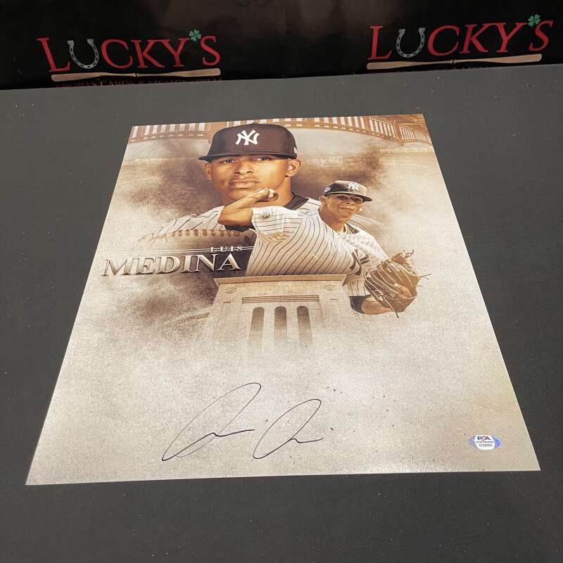 Luis Medina Signed Auto Autographed 16x20 Photo Composite PSA COA Yankees