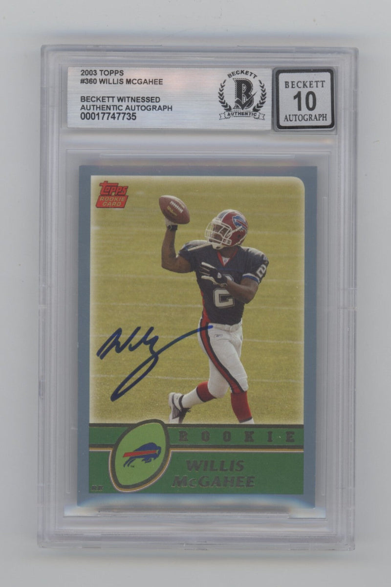 Willis McGahee 2003 Topps #360 RC Signed Beckett BGS 10 Auto Buffalo Bills