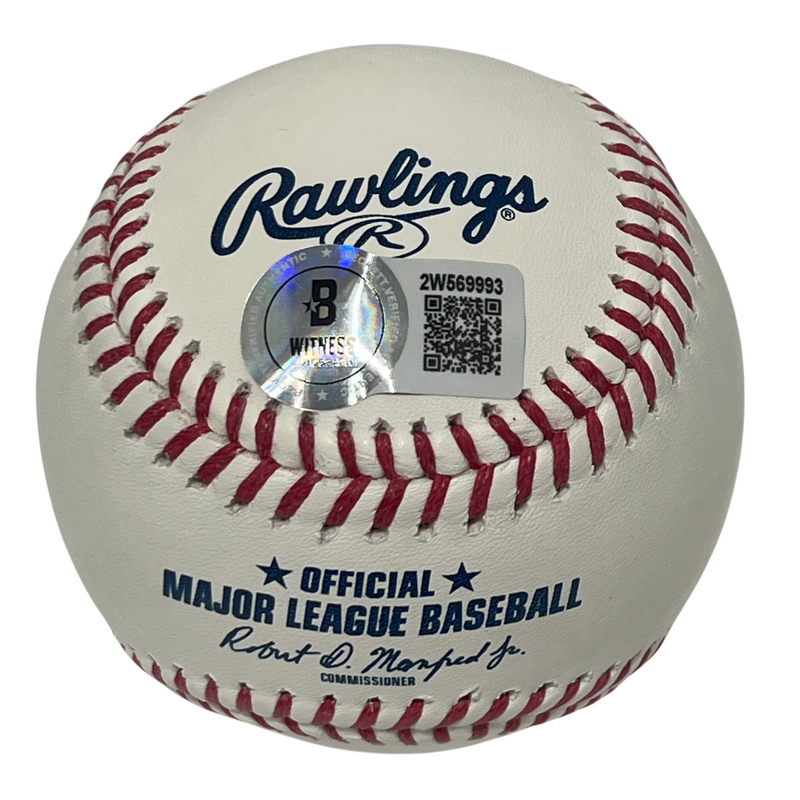 Carlos Baerga Signed ROMLB Baseball w/ 2 Insc Beckett Witness BAS COA