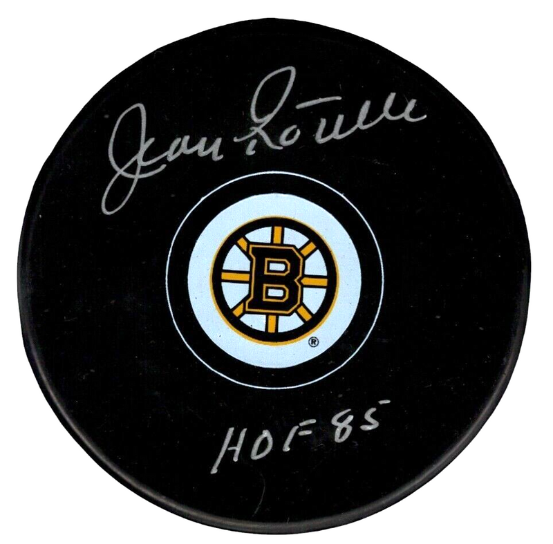 Jean Ratelle Signed Boston Bruins Puck w/ HOF 85 Beckett Witness BAS COA