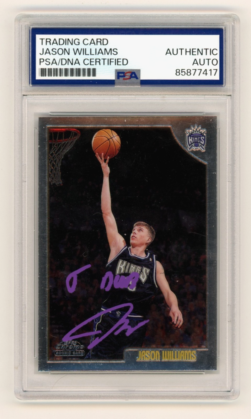 Jason Williams 1998-99 Topps Chrome Signed Auto RC w/ J Dub PSA Authentic Auto
