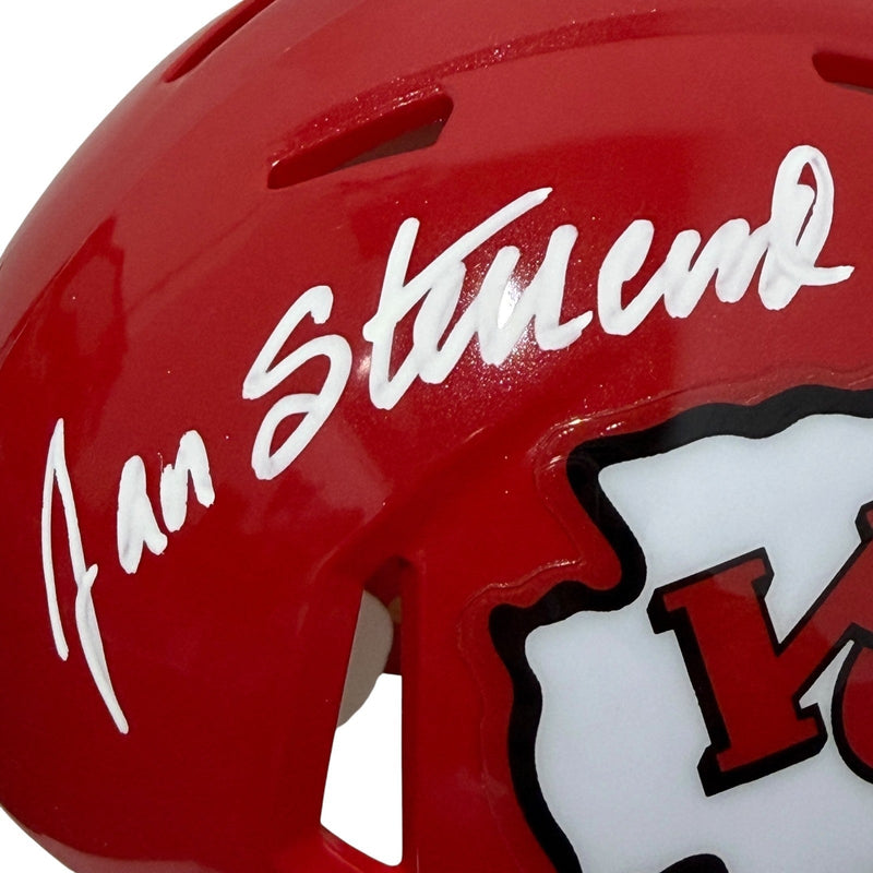 Jan Stenerud Signed Chiefs Speed Mini Helmet w/ HOF 91 JSA Witness COA